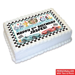 Racing Watercolour Photo Personalized Edible Icing