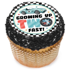 Racing Two Fast Cupcake Icing Toppers 12pk