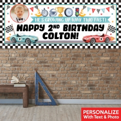 Racing Two Fast PERSONALIZED PHOTO Vinyl Keepsake Banner