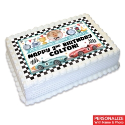 Racing Two Fast Photo Personalized Edible Icing