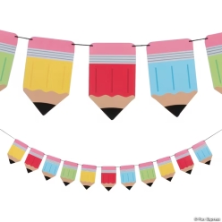 Bright Colour Pencil Classroom Cardstock 7ft Banner