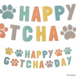 Pet Gotcha Day Paw Print Cardstock Garland Set