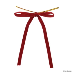 Red Velvet Bow Ribbon Polyester Ornaments-24Pk