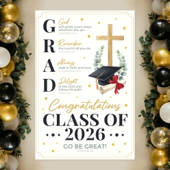 Religious Grad Congrats GRAD Giant Vinyl Vertical Banner