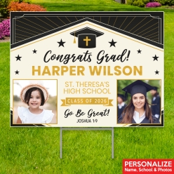 Religious Then & Now Grad Photo PERSONALIZED Yard Sign