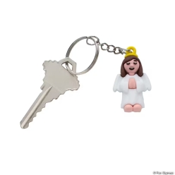 Religious Praying Angel Rubber Keychains-24Pk