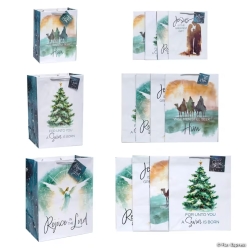 Religious Simple Blessings Christmas Gift Bag Set-12 Pack