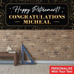 Retirement Black & Gold PERSONALIZED Giant Vinyl Keepsake Banner