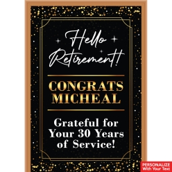 Retirement Black & Gold PERSONALIZED Vinyl Keepsake Door Sign