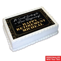 Retirement Black & Gold Personalized Edible Icing