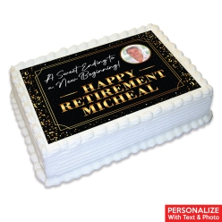 Retirement Black & Gold Photo Personalized Edible Icing