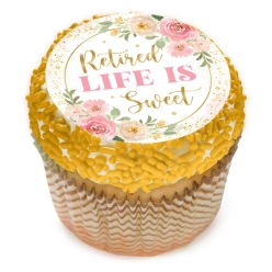 Retirement Floral Cupcake Icing Toppers 12pk
