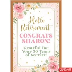 Retirement Floral PERSONALIZED Vinyl Keepsake Door Sign