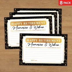 Memories & Wishes Black Gold Retirement Keepsake Cards- 8 Pk