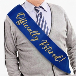 Officially Retired Blue Satin Sash w/ Gold