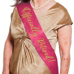 Officially Retired Dark Pink Satin Sash w/ Gold