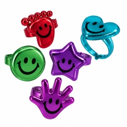 Metallic Smile Face Rings - 144 Pack