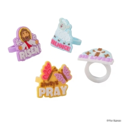 Religious Easter He is Risen Rubber Rings-24Pk