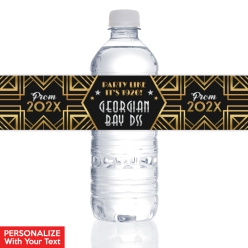Roaring 20s Prom PERSONALIZED Vinyl Bottle Labels - 50pk