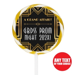 Roaring 20s Metallic Prom PERSONALIZED Lollipops - 12 Pk