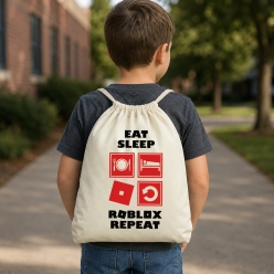 Eat Sleep Roblox Repeat Drawstring Backpack