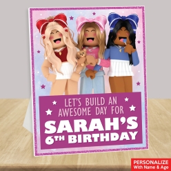 Roblox Girl Personalized Birthday Easel Display Sign