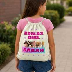 Roblox Girl Personalized Drawstring Backpack