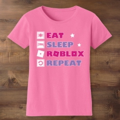 Eat Sleep Roblox Repeat Pink T-shirt