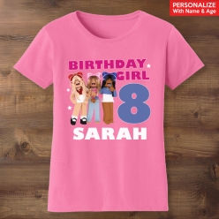 Roblox Girl Personalized Name & Age Pink T-shirt