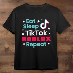 Eat, Sleep, TikTok Black T-shirt- Choose A Size