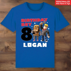 Roblox Birthday Personalized Blue T-shirt