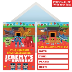 Roblox Steal A Brainrot Personalized Invitations - 8 Pack