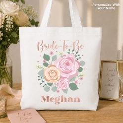 Rose Gold Blooms Bridal To Be Personalized 41cm Cotton Tote