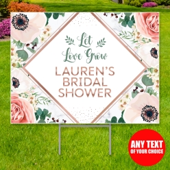 34% OFF: Rose Gold Leaves Bridal Shower PERSONALIZED Yard Sign