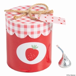 Strawberry Round Favour Boxes - 12Pk