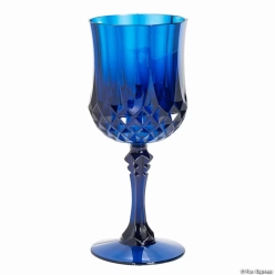 Royal Blue Patterned Plastic Wine Glasses-12Pk