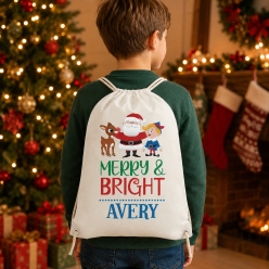 Rudolph Christmas Personalized Drawstring Backpack