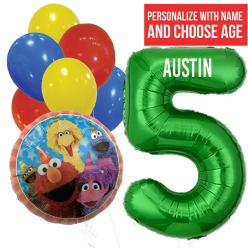 Sesame St. PERSONALIZED Name & Single Digit Age Balloon Bouquet