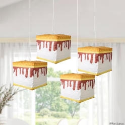 S'mores Party Square Hanging Paper Lanterns-4Pk