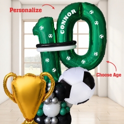 Soccer Airfill PERSONALIZED Double Digit Age Balloon Column