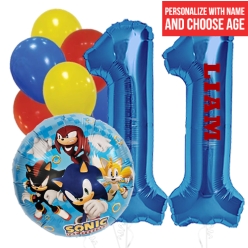 Sonic PERSONALIZED Double Digit Age & Name Balloon Bouquet