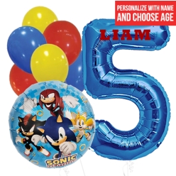 Sonic PERSONALIZED Single Digit Age & Name Balloon Bouquet