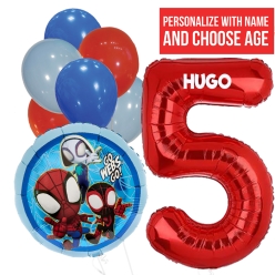 Spidey & Friends PERSONALIZED Name & Age Balloon Bouquet