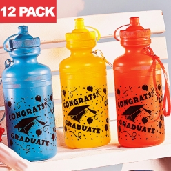 60% OFF: Graduation 18 Oz Sport Water Bottles w/Handles - 12 PK