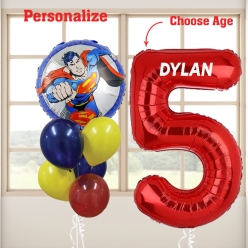 Superman PERSONALIZED Age & Name Balloon Bouquet
