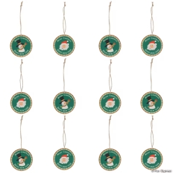 Christmas & New Year Wooden Ornaments-12Pk