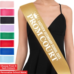 Prom Court Personalized School Name Sash w/ White