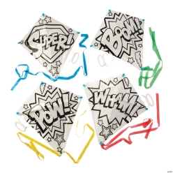 Superhero CYO Comic Book Sayings Plastic Kites-12Pk