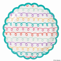 Geometric Pattern Round Paper Dinner Plates-24Pk