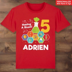 Science Birthday Personalized Red T-shirt